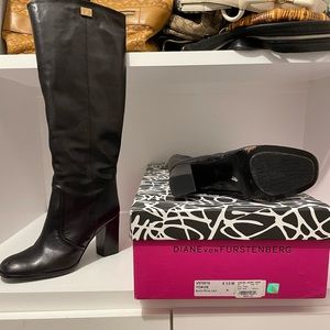 Diane Von Furstenberg black leather boots